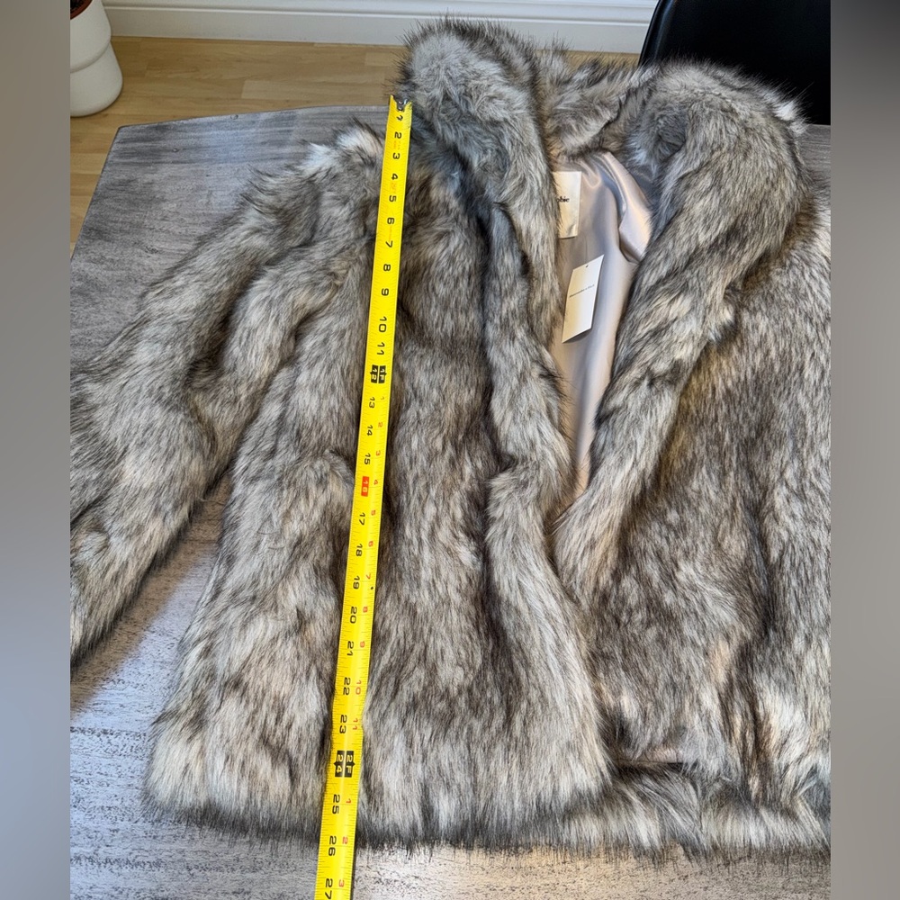 Abercrombie & Fitch Faux Fur Coat XXS | Gray Plush Jacket - Picture 4 of 9